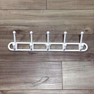 Vintage 1980s Yaffa Basic Line Hook Rack: White Plastic, 5 Double Hooks